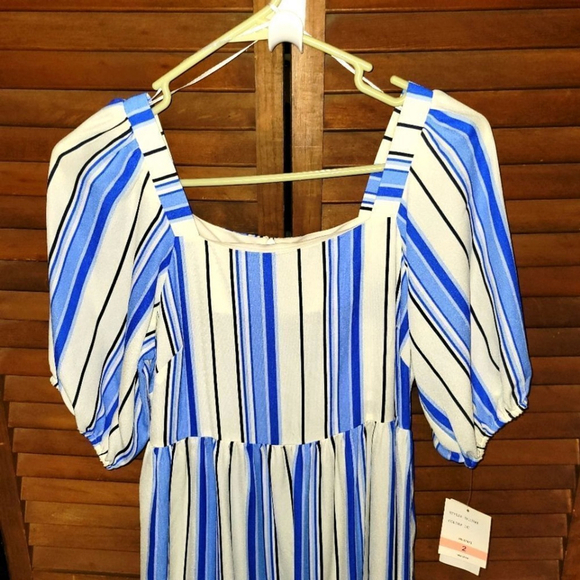 Melonie Blue Cream Striped Maxi Dress Size 2 NWT - Picture 3 of 6